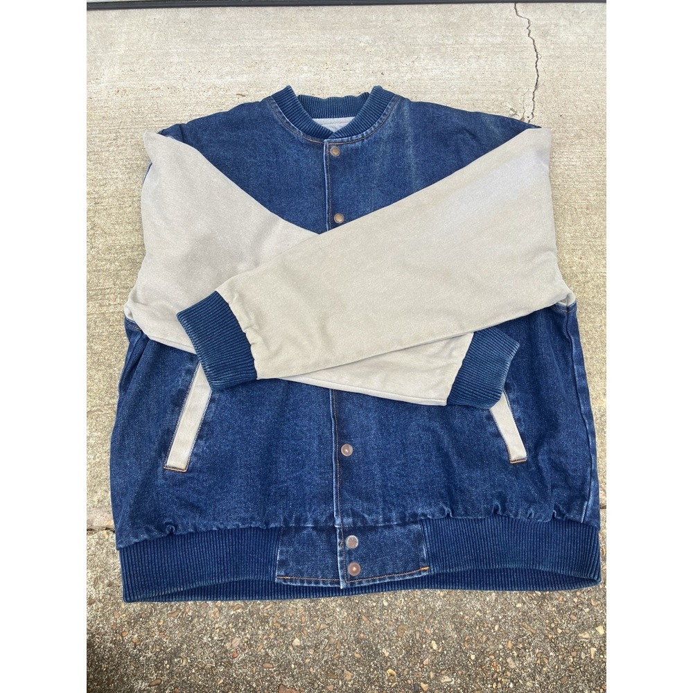 Vintage Diner Jean Jacket Mens Large L Blue Denim Varsity Cotton USA Made 90s - Picture 4 of 13